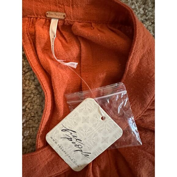 NWT Free People Terra Cotta Cotton Gauzy Boho Festival Mini Dress Size L Cottage - Picture 9 of 11